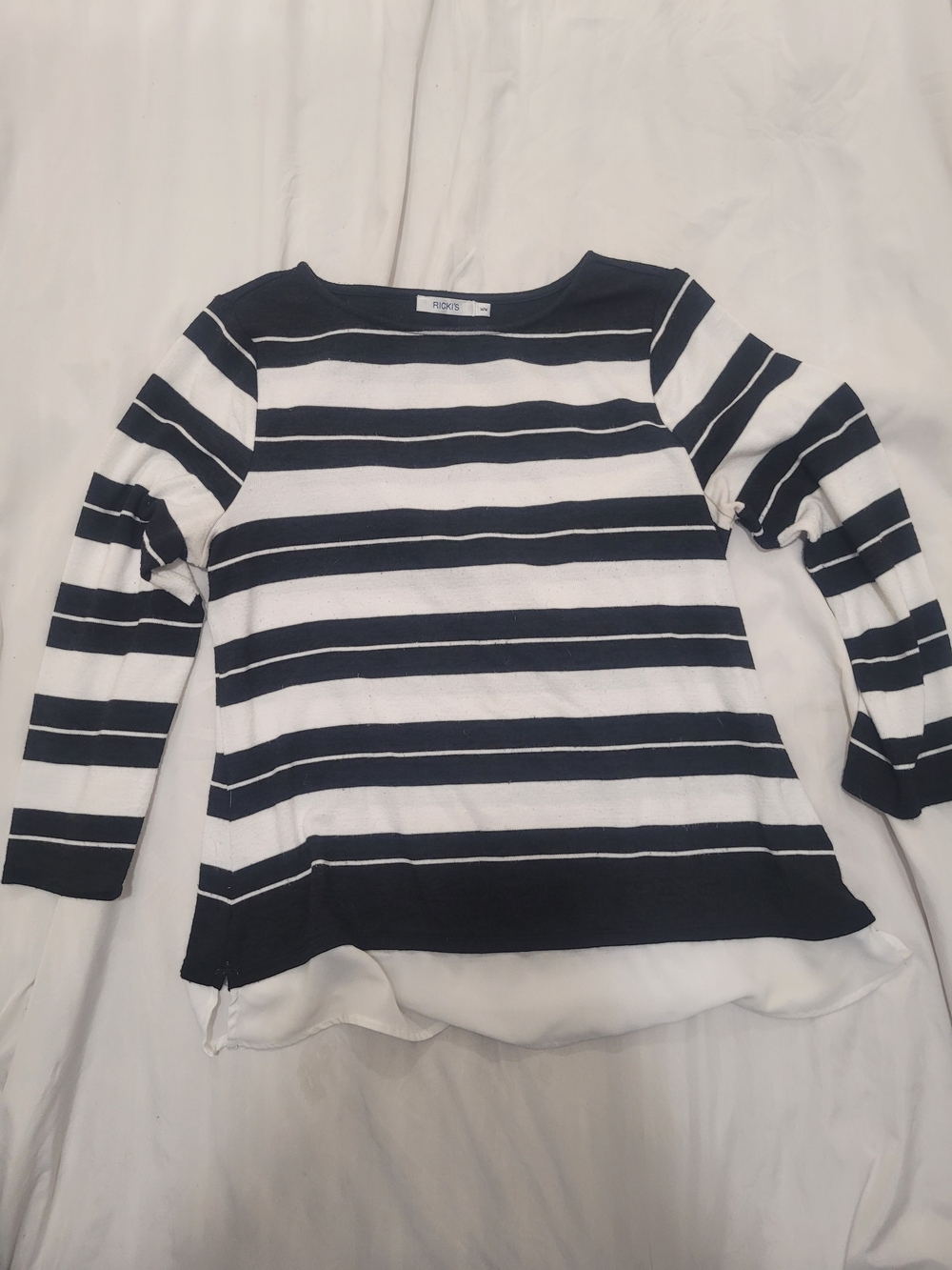 Ricki's Navy and White Striped Boatneck Top
